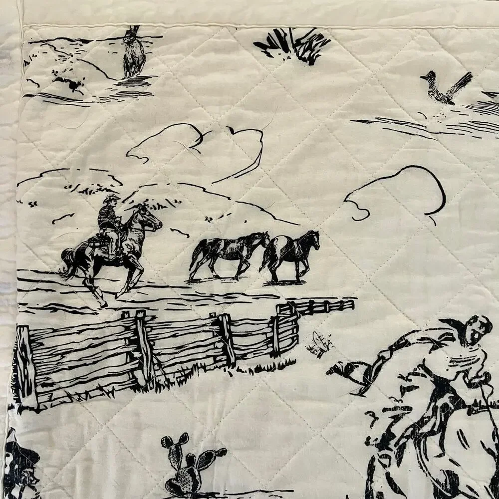 Paseo Road Ranch Life Western Toile Sham Set 2 Standard 20x26 Cowboy Reversible